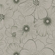 Mare Grau – Wachstuch Tischdecke mit Blumenprint und Leinenoptik, Muster