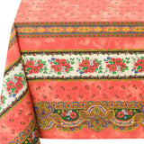 Marat Tradition Orange – Rechteckige acrylbeschichtete Provence-Tischdecke 150 x 250, Nahaufnahme