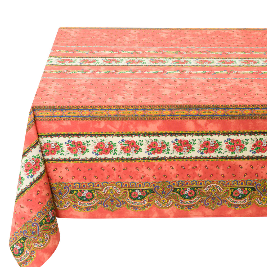 Marat Tradition Orange – Rechteckige acrylbeschichtete Provence-Tischdecke 150 x 250