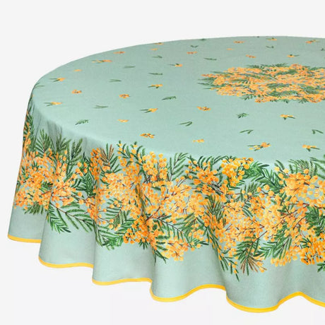Mimosa Grün - Runde Provence-Tischdecke Ø 180, Nahaufnahme