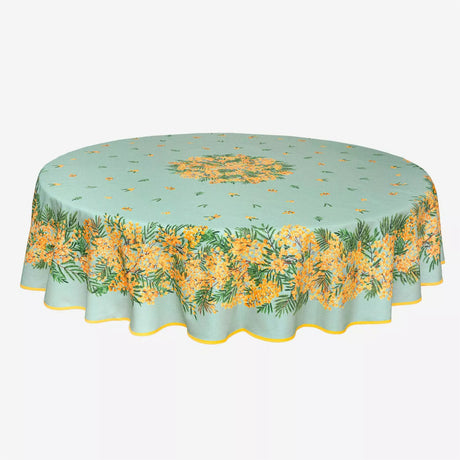 Mimosa Grün - Runde Provence-Tischdecke Ø 180