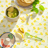 Mimosi Vanilla – Captain Cook Wachstuch Tischdecke mit kleinen grafischen Blumen, Nahaufnahme