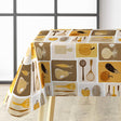 Minestrone Caramel – Wachstuch Tischdecke mit warmen Küchenmotiven, Ecke