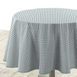 Mini Vichy Sauge - Runde karierte Wachstuch-Tischdecke Ø 155 cm
