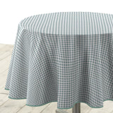 Mini Vichy Sauge - Runde karierte Wachstuch-Tischdecke Ø 155 cm