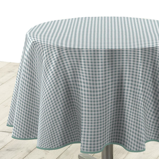 Mini Vichy Sauge - Runde karierte Wachstuch-Tischdecke Ø 155 cm