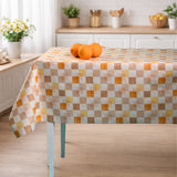 Mosaic Apricot – Karierte Wachstuch Tischdecke mit Textiloptik, Ambiente