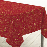 Naelle Rot/Gold - Weihnachtstischdecke mit goldenen Blättern, 140 x 240 cm, Ecke