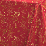 Naelle Rot/Gold - Weihnachtstischdecke mit goldenen Blättern, 140 x 240 cm, Muster