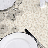 Naya Naturel – glatte Wachstuch Tischdecke in Leinenoptik mit dezentem Blattmuster, Details