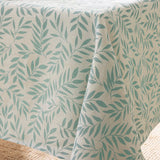 Naya Sauge – Stofftischdecke in Leinenoptik mit feinem Blattmuster – 140 x 240 cm, Ecke