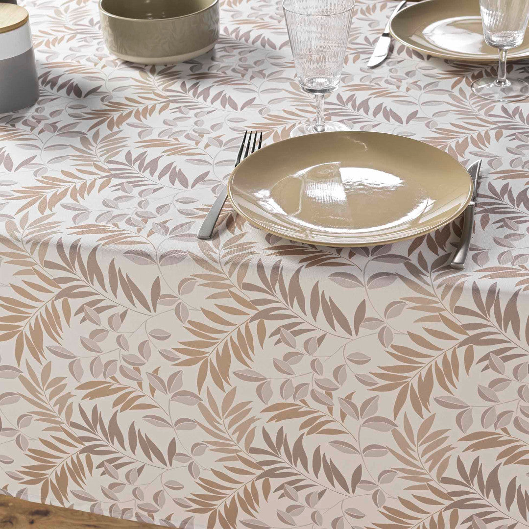 Nedelia Natural - 145 x 240 cm, rechteckige Tischdecke mit Blattmuster, Nahaufnahme