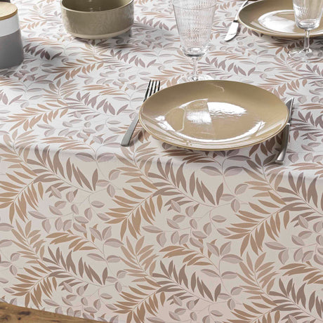 Nedelia Natural - 145 x 240 cm, rechteckige Tischdecke mit Blattmuster, Nahaufnahme