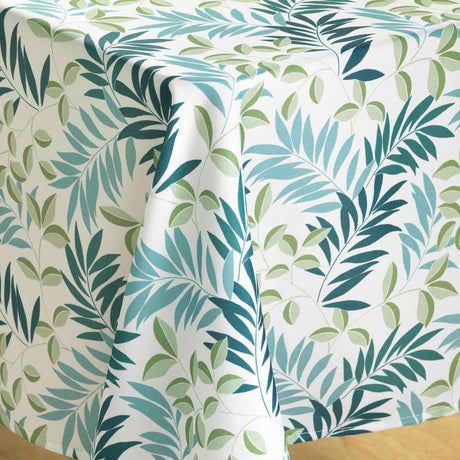 Nedelia Sage – 145 x 240 cm, rechteckige Tischdecke mit Blattmuster, Ecke