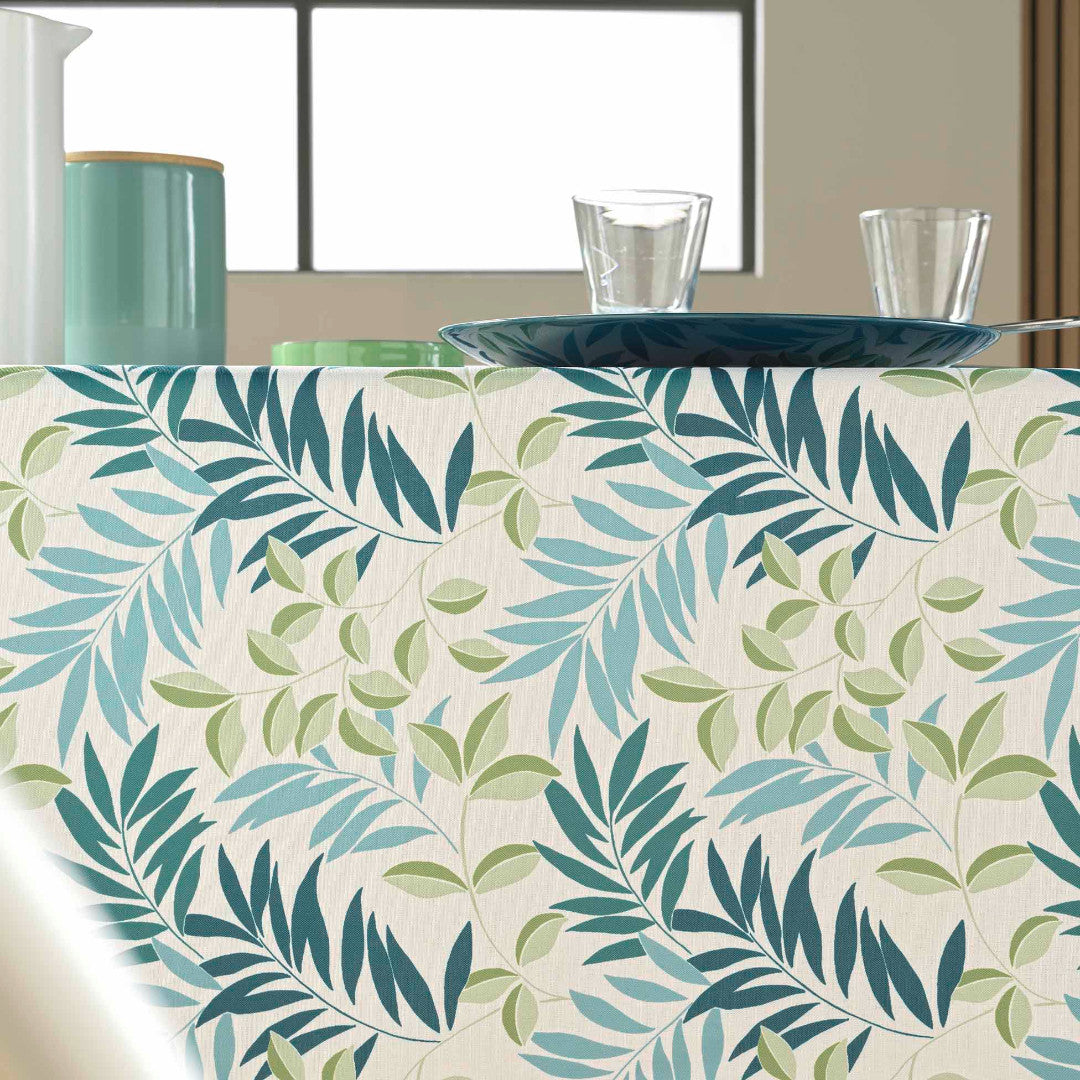 Nedelia Sage – 145 x 240 cm, rechteckige Tischdecke mit Blattmuster, Nahaufnahme