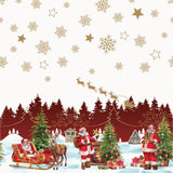 Nisseby – Weiße Wachstuch Tischdecke für Weihnachten mit Weihnachtsmann und verschneiter Landschaft, Muster