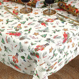 Nussknacker und Geschenke – abwaschbare Weihnachtstischdecke mit klassischen Motiven, Ecke