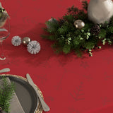 Engholm Noel damastgewebte Weihnachtstischdecke, rot - 150 x 320 cm, Nahaufnahme