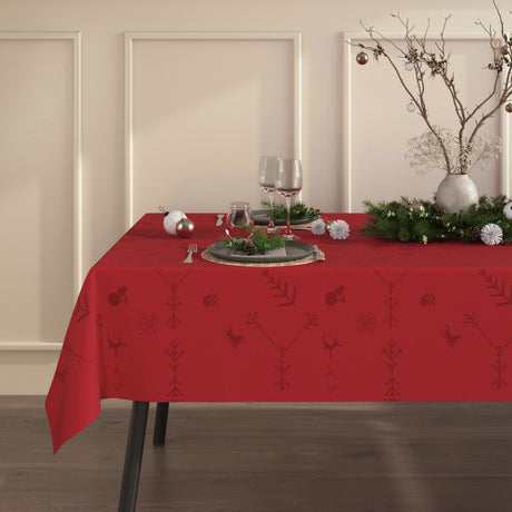 Engholm Noel damastgewebte Weihnachtstischdecke, rot - 150 x 370 cm