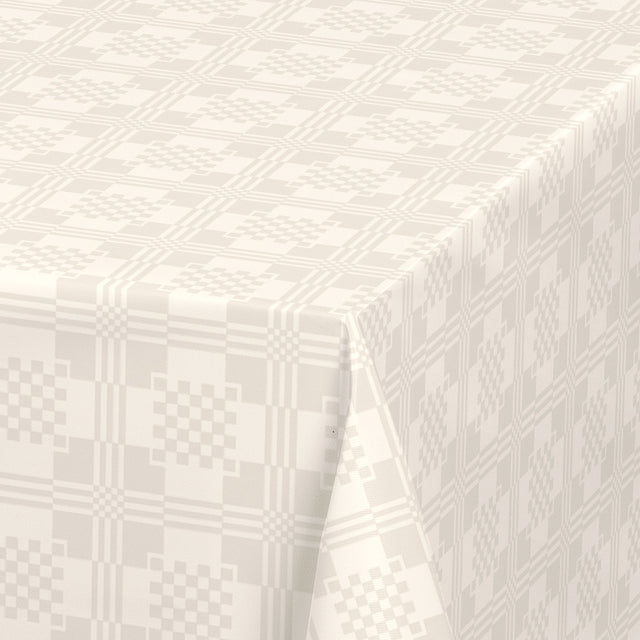 Nordfavn Adamascado Positivo Offwhite – Wachstuch Tischdecke mit klassischem Muster, Ecke