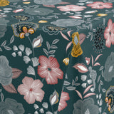 Nordfavn Chouchou Grün – Wachstuch Tischdecke mit dekorativem Blumenprint, Ecke