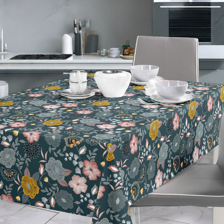 Nordfavn Chouchou Grün – Wachstuch Tischdecke mit dekorativem Blumenprint