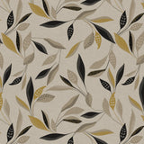 Nordfavn Class Beige - Runde Wachstuch Tischdecke mit grafischem Blattmuster