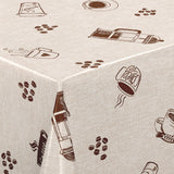 Nordfavn Coffee Time Beige – Wachstuch Tischdecke mit gemütlichem Kaffeemotiv, Ecke