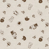 Nordfavn Coffee Time Beige – Wachstuch Tischdecke mit gemütlichem Kaffeemotiv, Muster