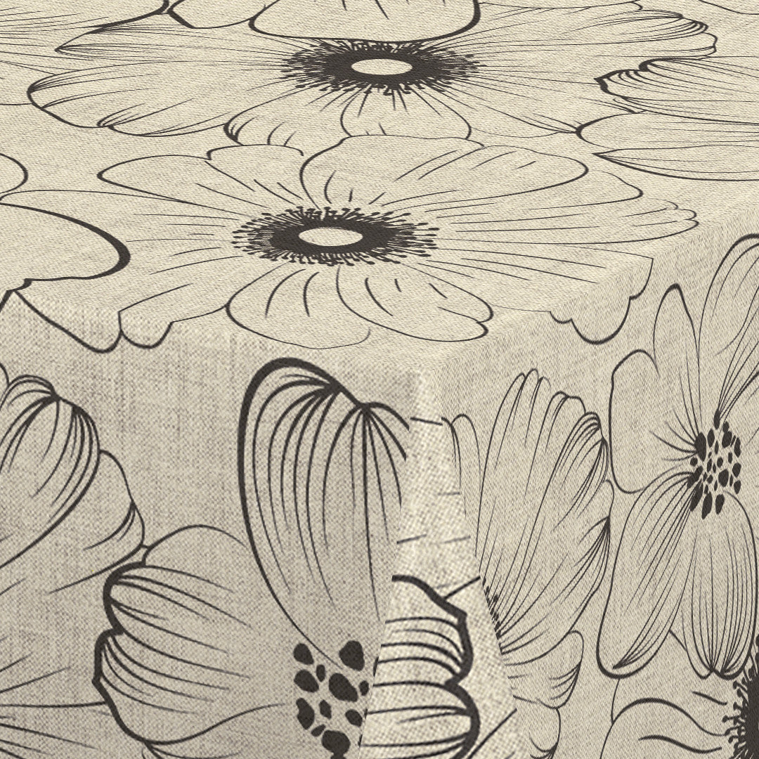 Nordfavn Cologne Beige - Wachstuch Tischdecke mit Linienblume in Leinenoptik, Ecke