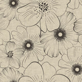 Nordfavn Cologne Beige - Wachstuch Tischdecke mit Linienblume in Leinenoptik, Muster