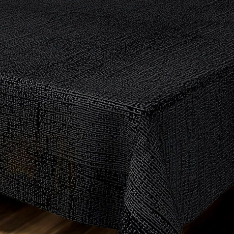 Nordfavn Elegant Black Onyx – Extra starke schwarze Wachstuch Tischdecke mit schön geprägtem Effekt, Ecke