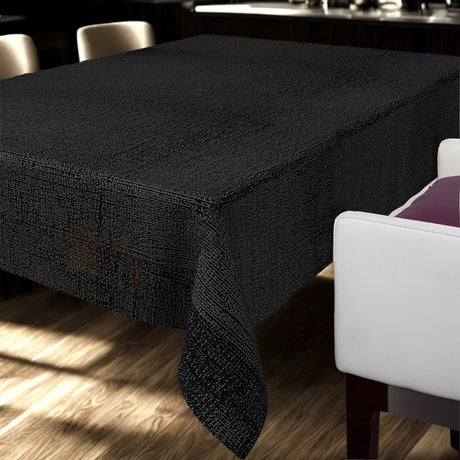 Nordfavn Elegant Black Onyx – Extra starke schwarze Wachstuch Tischdecke mit schön geprägtem Effekt, Ambiente