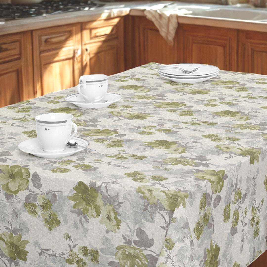 Nordfavn Elisabeth Grün - Wachstuch Tischdecke mit klassischem Blumenprint, Ambiente