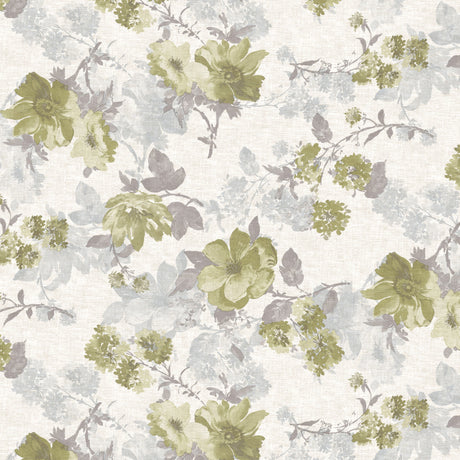 Nordfavn Elisabeth Grün - Wachstuch Tischdecke mit klassischem Blumenprint, Muster