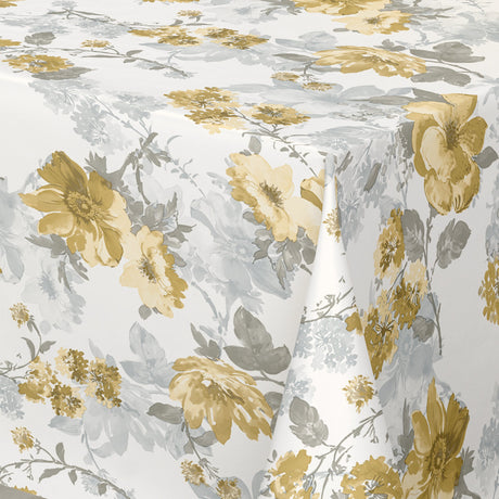 Nordfavn Elisabeth Gelb - Wachstuch Tischdecke mit romantischem Blumenprint, Ecke