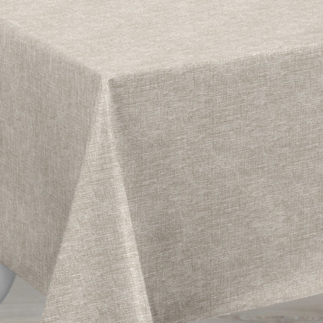 Nordfavn Fine Texture Linen – Leicht geprägte Wachstuch Tischdecke mit feiner Leinenoptik, Ambiente
