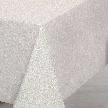 Nordfavn Fine Texture Snow – Leicht geprägte Wachstuch Tischdecke mit feiner Leinenoptik, Ambiente