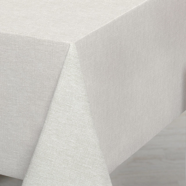 Nordfavn Fine Texture Snow – Leicht geprägte Wachstuch Tischdecke mit feiner Leinenoptik, Ambiente