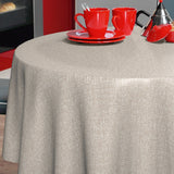 Nordfavn Fine Weave Linen – Geprägte runde Wachstuch-Tischdecke mit dezenter Textiloptik