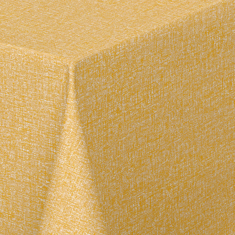 Nordfavn Fine Weave Mustard – Glatte Wachstuch Tischdecke mit dezenter Textiloptik, Ecke