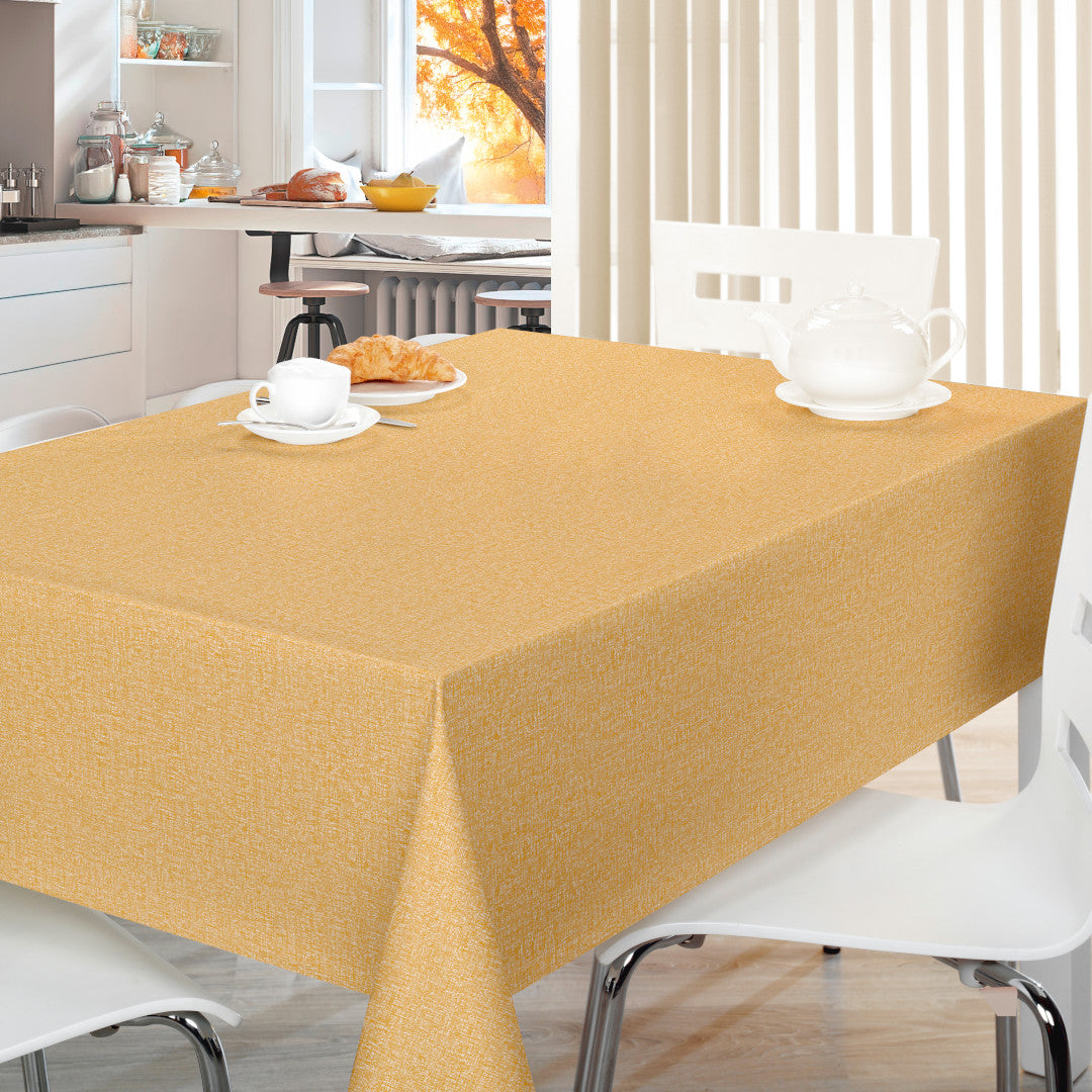 Nordfavn Fine Weave Mustard – Glatte Wachstuch Tischdecke mit dezenter Textiloptik, Ambiente