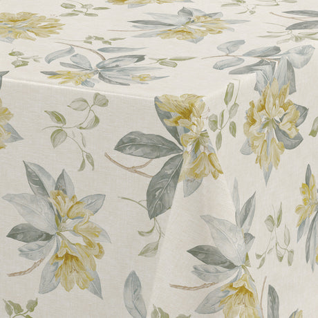 Nordfavn Fruehling Gelb - Wachstuch Tischdecke mit elegantem Blumenprint, Ecke