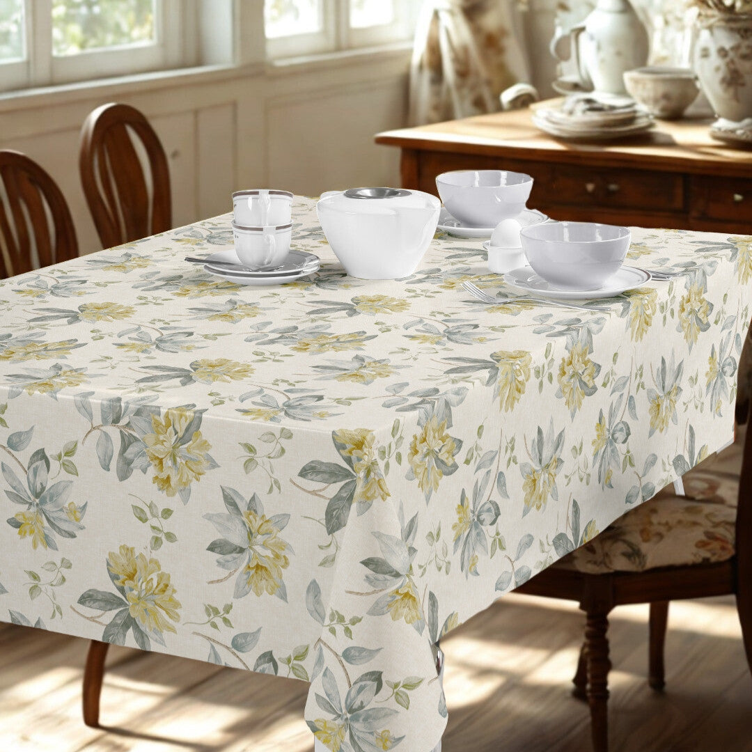 Nordfavn Fruehling Gelb - Wachstuch Tischdecke mit elegantem Blumenprint, Ambiente