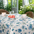 Nordfavn Gerbera Blau – Wachstuch Tischdecke mit Blumenprint in Blautönen, Wintergartenambiente