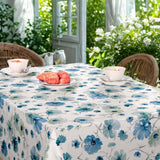 Nordfavn Gerbera Blau – Wachstuch Tischdecke mit Blumenprint in Blautönen, Wintergartenambiente