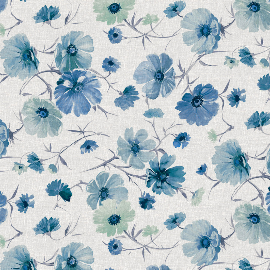 Nordfavn Gerbera Blau – Wachstuch Tischdecke mit Blumenprint in Blautönen, Muster