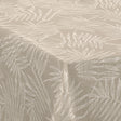Nordfavn Hojas Beige – Wachstuch Tischdecke mit hellem Blattmuster in Leinenoptik, Ecke