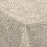 Nordfavn Hojas Beige – Wachstuch Tischdecke mit hellem Blattmuster in Leinenoptik, Ecke