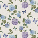 Nordfavn Hortensia Have Blau – Wachstuch Tischdecke mit Schmetterlingen, Muster